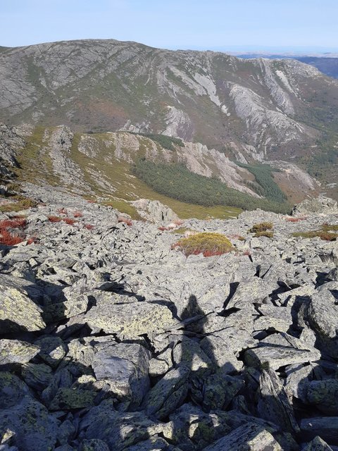 Bajada desde el Ocejón por la ladera hacia Valverde en direcciónn la Cueva del Reloje. Coordenadas: 41.110371, -3.254224
